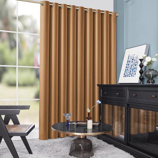 Luxury 230 GSM 100% Blackout Eyelet Room Darkening Curtain Pair Wayfair Samples Panel Size: 168 W x 183 D cm, Colour: Beige on Productcaster.