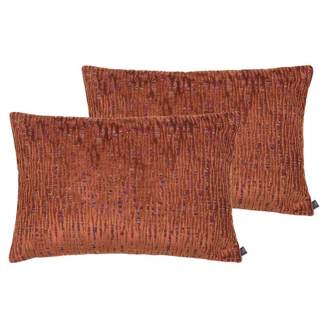 Geometric Lumbar Cushion with Filling (Set of 2) Riva Home Fill Material: Feathers, Colour: Lava on Productcaster.