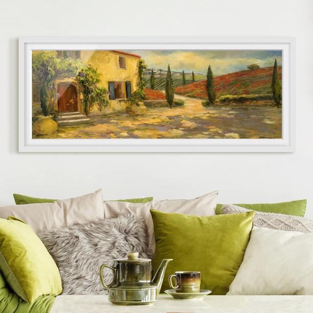 Italian Landscape - Tuscany - Picture Frame Graphic Art Rosalind Wheeler Frame Option: White Framed, Size: 20cm H x 50cm W x 2cm D on Productcaster.