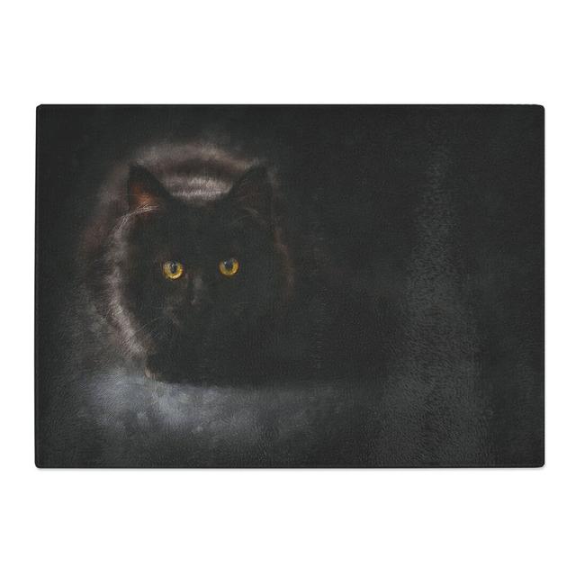 Tempered Glass Black Cat with Yellow Eyes Chopping Board East Urban Home Size: 20 cm x 28.5 cm on Productcaster.