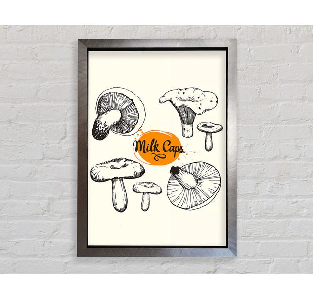 Milk Cap Mushrooms - Print August Grove Size: 84.1cm H x 59.7cm W x 3.4cm D, Format: Black Framed Paper on Productcaster.