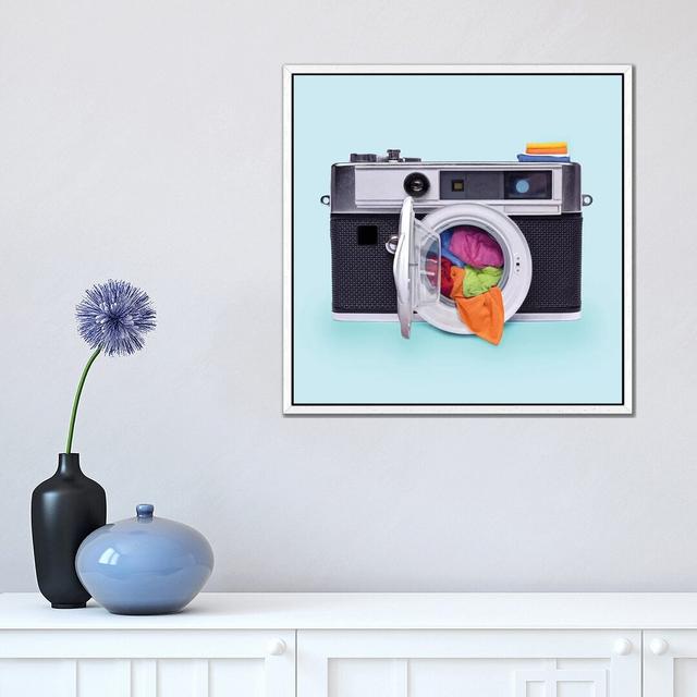 Washing Camera by Paul Fuentes - Print on Canvas Latitude Run Frame Option: White Framed, Size: 93.98cm H x 93.98cm W x 3.81cm D on Productcaster.