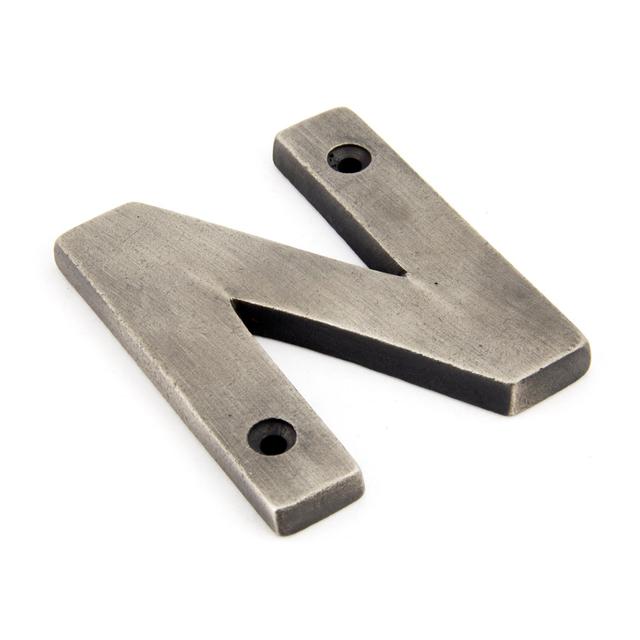 7.8Cm H Metal Surface Mount House Letter From The Anvil Colour: Antique Pewter, Letter: N on Productcaster.