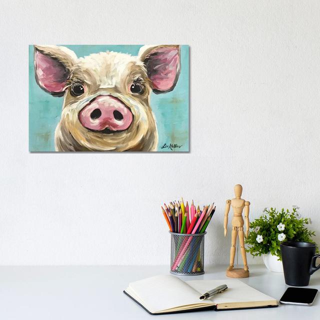 Rosey The Pig On Turquoise by Hippie Hound Studios - Wrapped Canvas Painting Brambly Cottage Size: 20.32cm H x 30.48cm W x 1.91cm D on Productcaster.