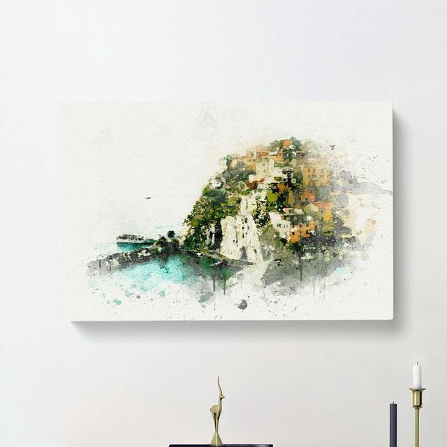 Manarola In Italy In Abstract - Wrapped Canvas Painting East Urban Home Size: 50cm H x 76cm W x 3cm D on Productcaster.