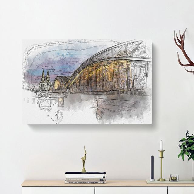 Cologne Cathedral & the Hohenzollern Bridge - Wrapped Canvas Painting Print East Urban Home Size: 50cm H x 76cm W x 3cm D on Productcaster.