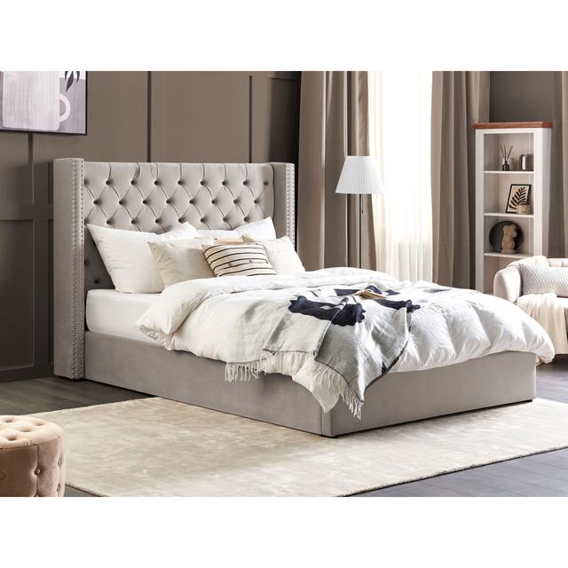 Shala Upholstered Bed Frame Rosalind Wheeler Colour: Light Grey, Size: Super King (6') on Productcaster.