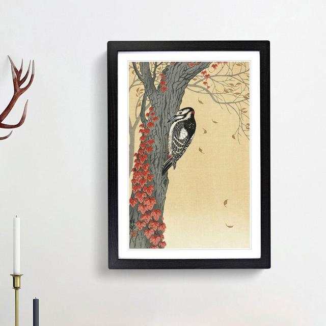 Great Spotted Woodpecker by Ohara Koson - Picture Frame Painting Print East Urban Home Frame Option: Black Framed, Size: 87cm H x 62cm W x 2cm D on Productcaster.