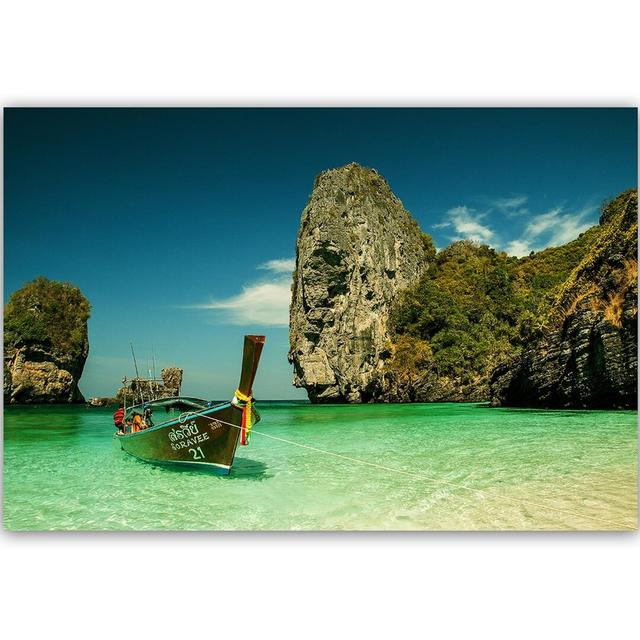 Colorful Boat on the Sea Shore 3 - Photograph Print on Canvas Breakwater Bay Size: 80cm H x 120cm W on Productcaster.