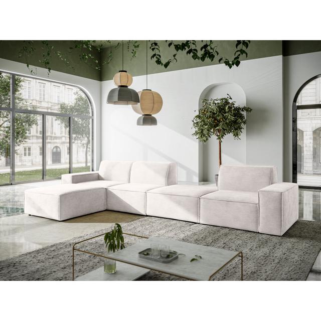 Burkittsville 5 - Piece Upholstered Corner Sectional Latitude Run Upholstery Colour: Dirty White, Orientation: Left Hand Facing on Productcaster.