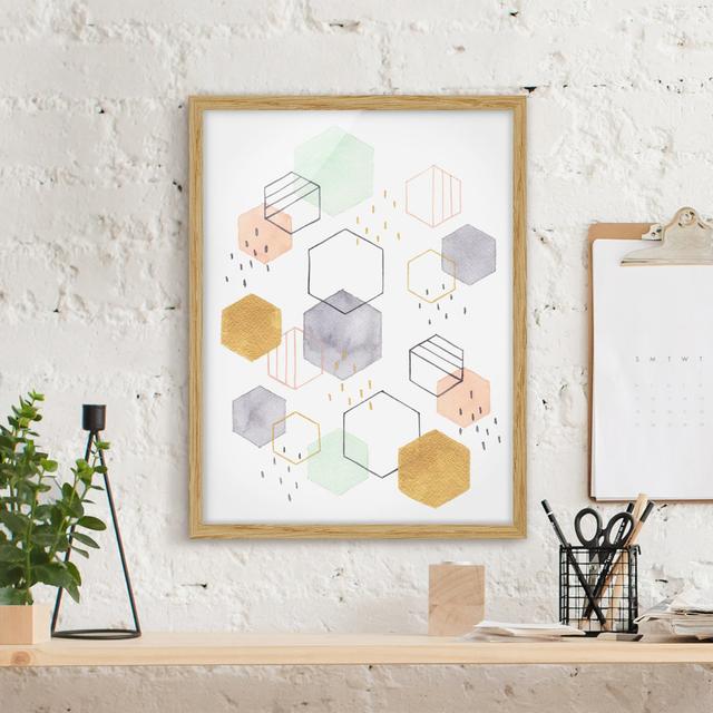 Hexagonal Scattering I - Picture Frame Painting Corrigan Studio Size: 70cm H x 50cm W x 2cm D, Frame Option: Brown on Productcaster.