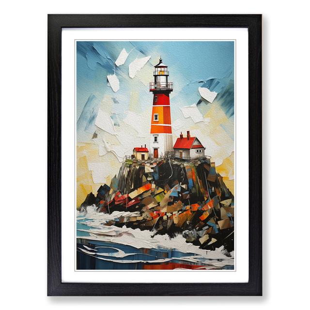 Lighthouse Contemporary Breakwater Bay Size: 34cm H x 25cm W x 2cm D, Frame Colour: Black on Productcaster.