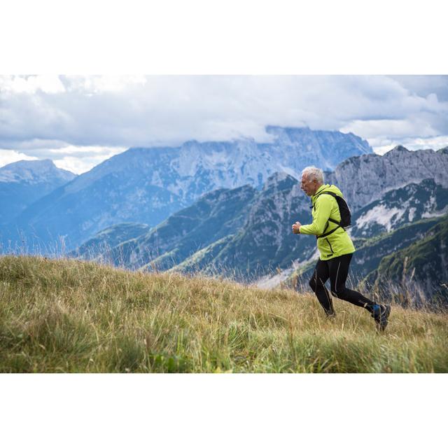 Senior Man Jogging In The Mountains by Tomazl - No Frame Print on Canvas Alpen Home Size: 30cm H x 46cm W on Productcaster.