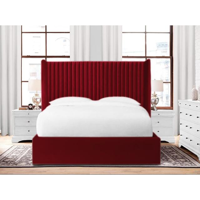 Shelton Upholstered Bed Frame Mercury Row Colour: Red, Size: King (5') on Productcaster.