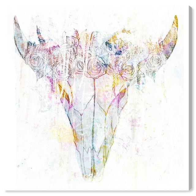 Bohemian Floral Skull - Wrapped Canvas Print Oliver Gal Size: 30.5 cm H x 30.5 cm W on Productcaster.