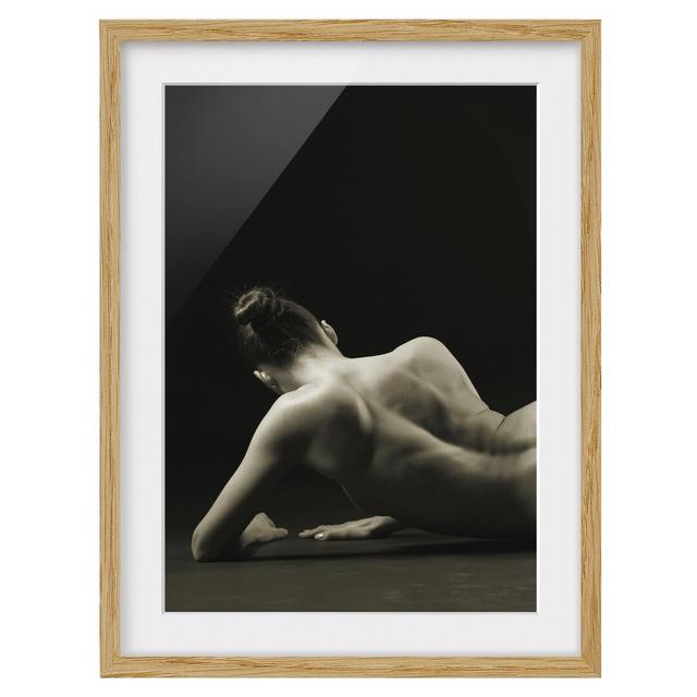 Nude Woman Lying Down - Picture Frame Photograph Print on Paper East Urban Home Frame Options: Natural oak, Size: 55 cm H x 40 cm W on Productcaster.