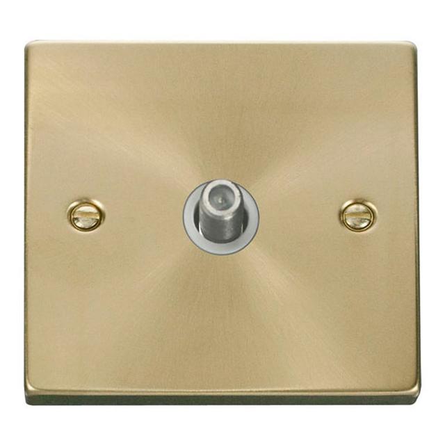 Satin Brass Satellite Socket 1 Gang George Oliver on Productcaster.