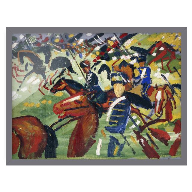 Hussars on the Move by August Macke - Picture Frame Graphic Art Rosalind Wheeler Size: 40cm H x 55cm W x 2cm D, Frame Option: Grey Framed on Productcaster.