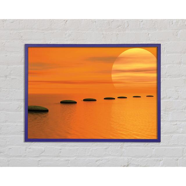 Pebbles To The Tranquil Sun Framed Print House of Hampton Size: 21cm H x 29.7cm W x 2cm D, Format: Orange Framed Paper on Productcaster.