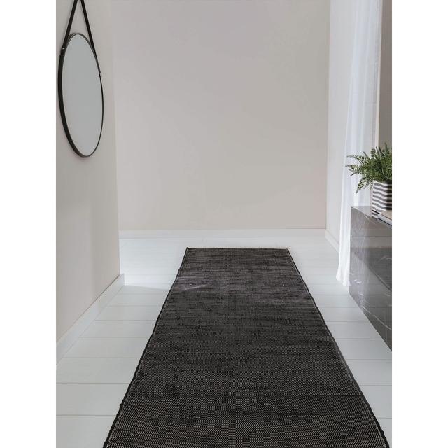 Hand Loomed Cotton Black Rug benuta Rug Size: Runner 70 x 200cm on Productcaster.