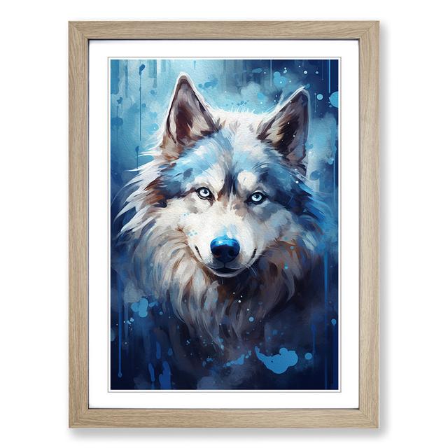 Husky Tachisme - Single Picture Frame Art Prints on Wood Marlow Home Co. Size: 64cm H x 46cm W x 2cm D, Frame Colour: Oak on Productcaster.