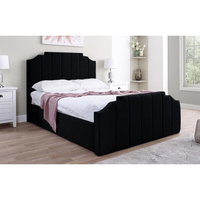 Antara Upholstered Bed Frame Rosalind Wheeler Colour: Black, Size: Kingsize (5') on Productcaster.