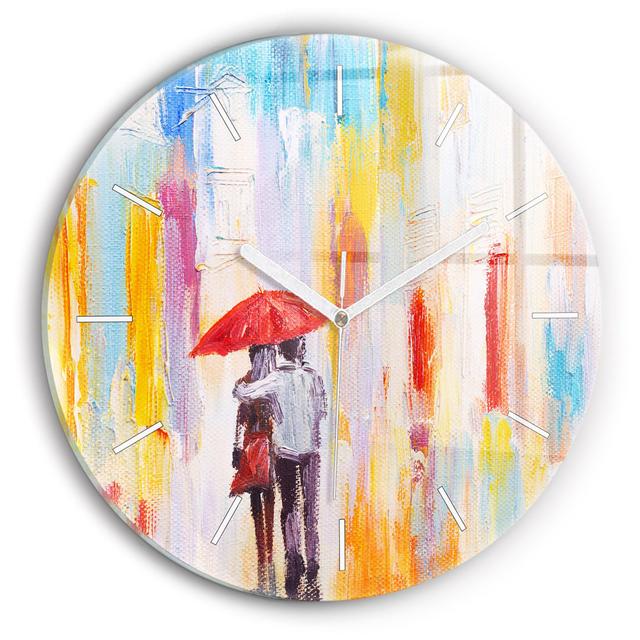 Glass Couple in the Rain 30cm Silent Wall Clock East Urban Home on Productcaster.