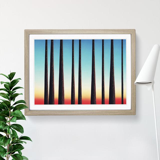 Abstract Pine Tree Forest Vol.6 - Picture Frame Graphic Art 17 Stories Size: 46cm H x 64cm W x 2cm D, Frame Colour: Oak on Productcaster.