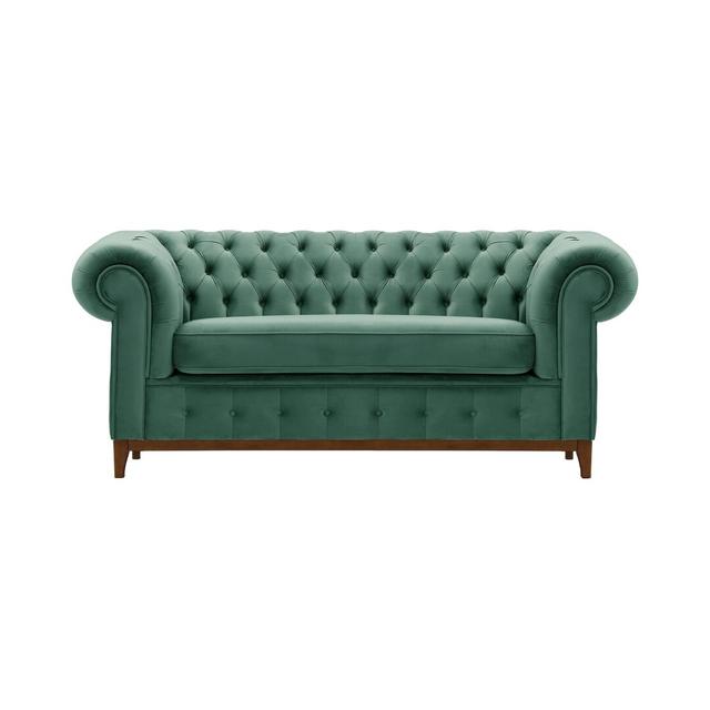 Fruithurst 3 Seater Chesterfield Sofa Marlow Home Co. Upholstery Colour: Azure Green, Leg Colour: Brown on Productcaster.