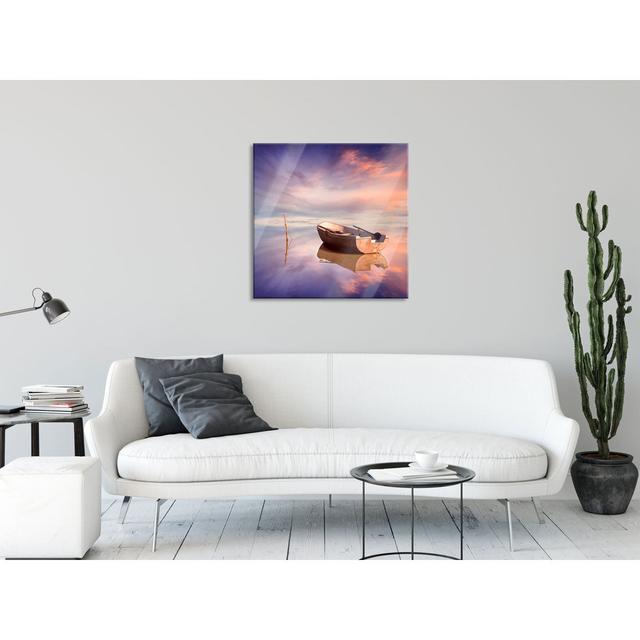 Lonely Boat on a Lake - Unframed Graphic Art on Glass Longshore Tides Size: 70cm H x 70cm W x 0.4cm D on Productcaster.