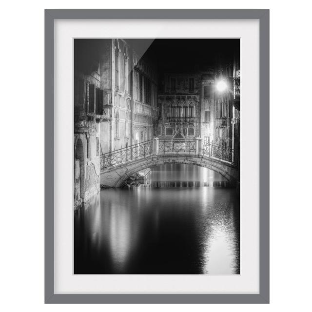 Bridge in Venice - Picture Frame Photographic Print on Paper East Urban Home Frame Options: Matt grey, Size: 70cm H x 50cm W on Productcaster.