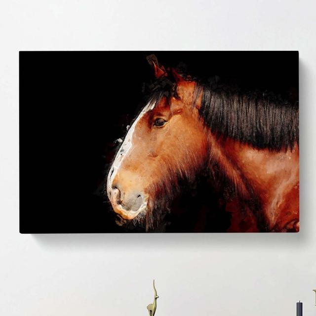 Brown Shire Horse in Abstract - Wrapped Canvas Graphic Art Print East Urban Home Size: 40cm H x 60cm W x 3cm D on Productcaster.