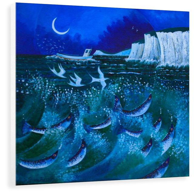 Flying Fish, 2013 by Lisa Graa Jensen - Painting Print on Canvas Breakwater Bay Size: 60 cm H x 59.8 cm W x 3.8 cm D on Productcaster.