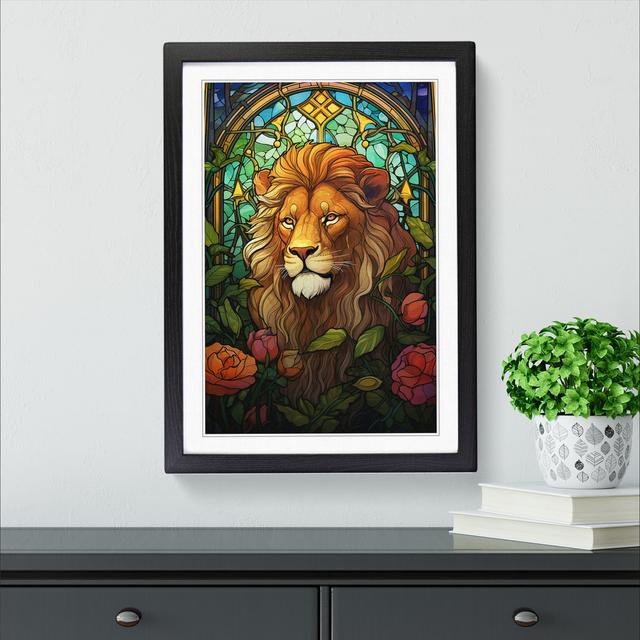 Lion Nouveau - Single Picture Frame Print on Wood Latitude Vive Size: 34cm H x 25cm W x 2cm D, Format: Black Framed on Productcaster.