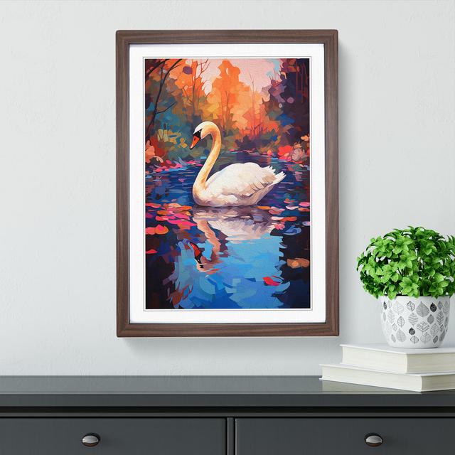 Swan Expressionism No.2 - Single Picture Frame Print on Wood Brambly Cottage Format: Walnut, Size: 64" H x 46" W x 2" D on Productcaster.