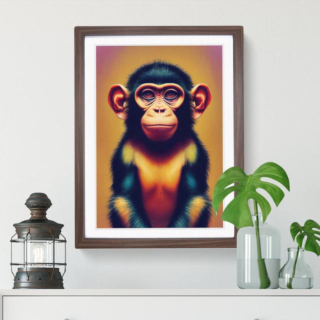 A Young Monkey No.2 - Picture Frame Graphic Art Latitude Vive Size: 46cm H x 34cm W x 2cm D, Frame Colour: Walnut on Productcaster.