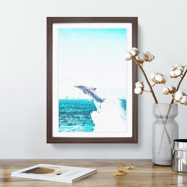 Jumping Dolphin Abstract Art - Picture Frame Graphic Art Print East Urban Home Format: Walnut, Size: 50cm H x 35cm W x 2cm D on Productcaster.