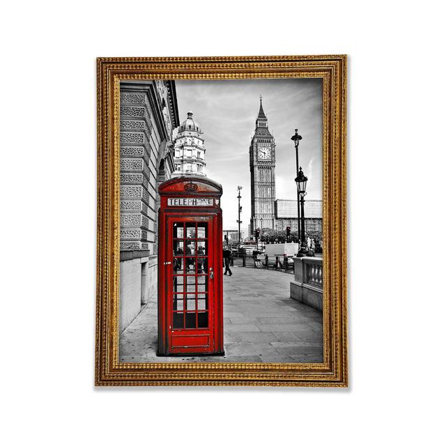 Red Phone Box Near Big Ben - Print Ebern Designs Size: 42cm H x 29.7cm W x 3cm D on Productcaster.