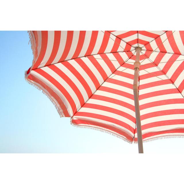 Red And White Striped Beach Umbrella Ebern Designs Size: 61cm H x 91cm W x 3.8cm D on Productcaster.