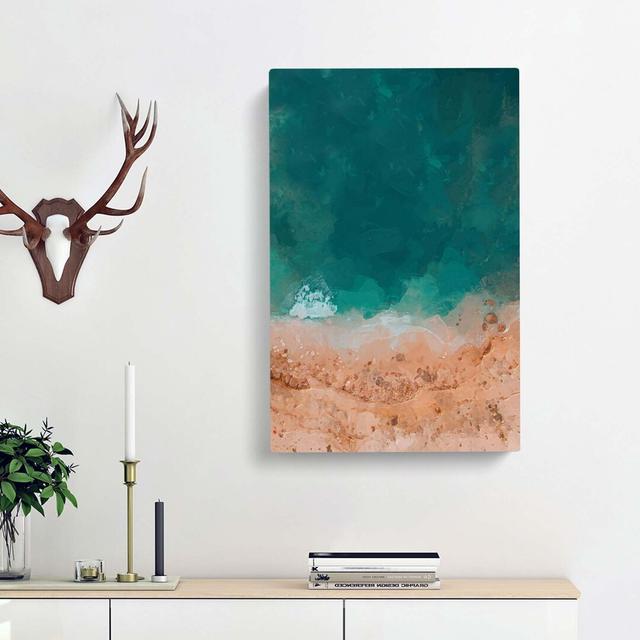 Ocean Meets The Sand In Abstract - Wrapped Canvas Painting East Urban Home Size: 76cm H x 50cm W x 3cm D on Productcaster.