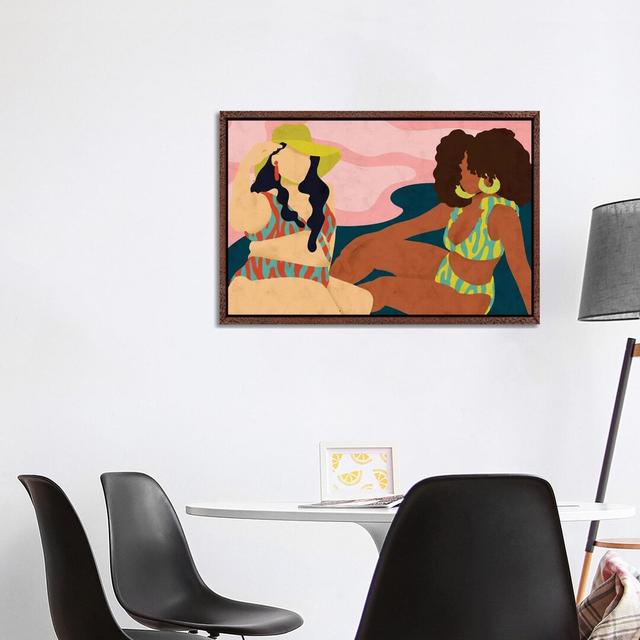 Beach Days by Reyna Noriega - Graphic Art Print on Canvas 17 Stories Size: 45.72cm H x 66.04cm W x 3.81cm D, Frame Option: Brown Framed on Productcaster.