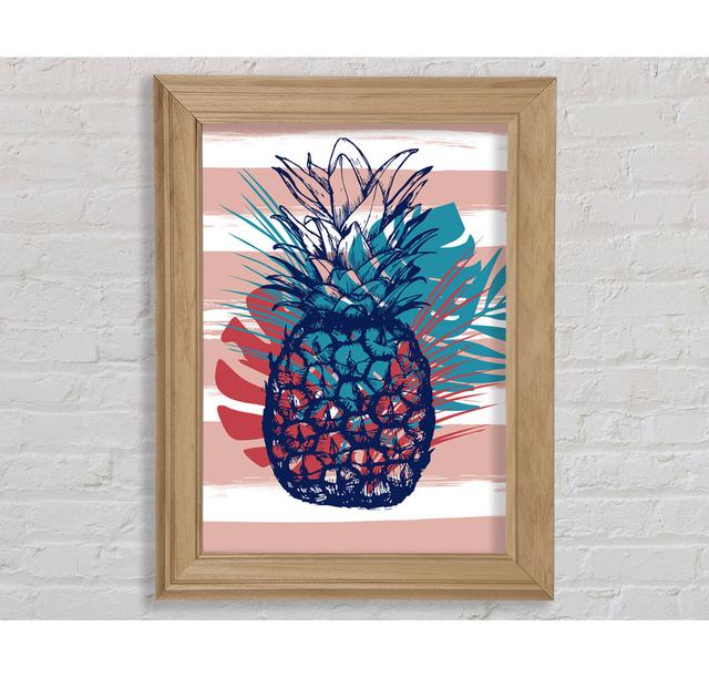 Pop Art Ananas Palmblätter Gerahmter Druck Sansibar Home Größe: 42cm H x 59,7cm B x 8cm T, Format: Poster mit Naturholz-Rahmen on Productcaster.