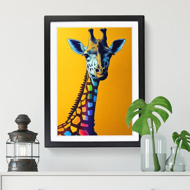 FRM-V0523-1071X Giraffe Crayon Art - Picture Frame Graphic Art Latitude Vive Format: Walnut Framed, Size: 64cm H x 46cm W on Productcaster.