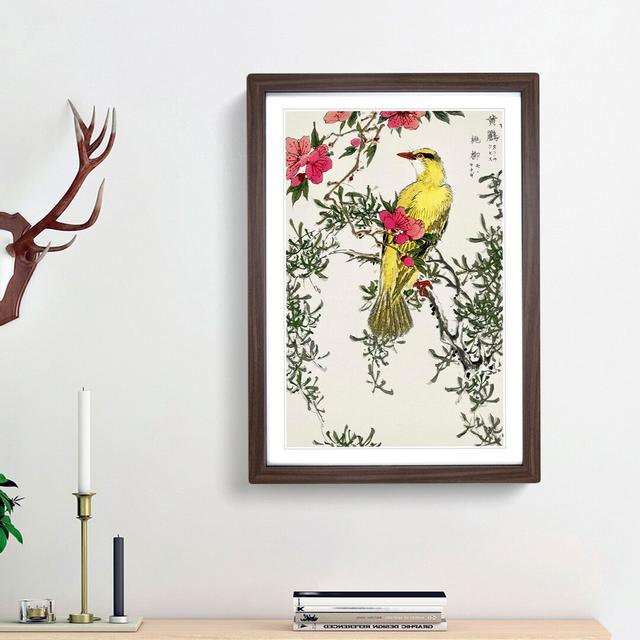 Bush-Warbler & Drooping Peach by Numata Kashu - Picture Frame Art Print East Urban Home Frame Option: Walnut Framed, Size: 65cm H x 48cm W x 2cm D on Productcaster.