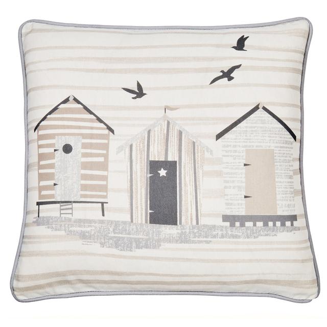 Beach Huts Indoor / Outdoor Square Scatter Cushion Cover Fusion Colour: Natural on Productcaster.