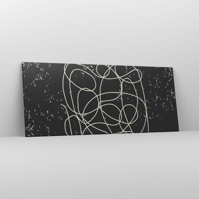 Modern Line Black - Wrapped Canvas Painting Ebern Designs Size: 50cm H x 120cm W x 1.8cm D on Productcaster.