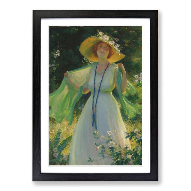 Lady in a Summer Garden by Charles Curran - Picture Frame Painting East Urban Home Size: 36cm H x 27cm W x 2cm D, Frame Option: Black Framed on Productcaster.