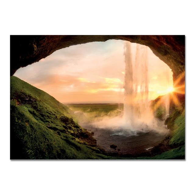 Seljalandsfoss Waterfall Iceland by Giallobus - No Frame Print on Glass Union Rustic Size: 95cm H x 135cm W on Productcaster.