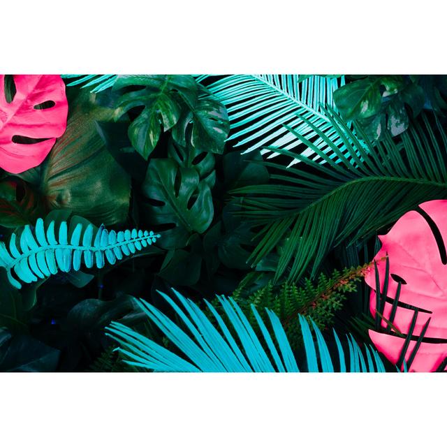 Creative Fluorescent Color Layout Made Of Tropical Leaves. Bay Isle Home Size: 61cm H x 91cm W x 3.8cm D on Productcaster.