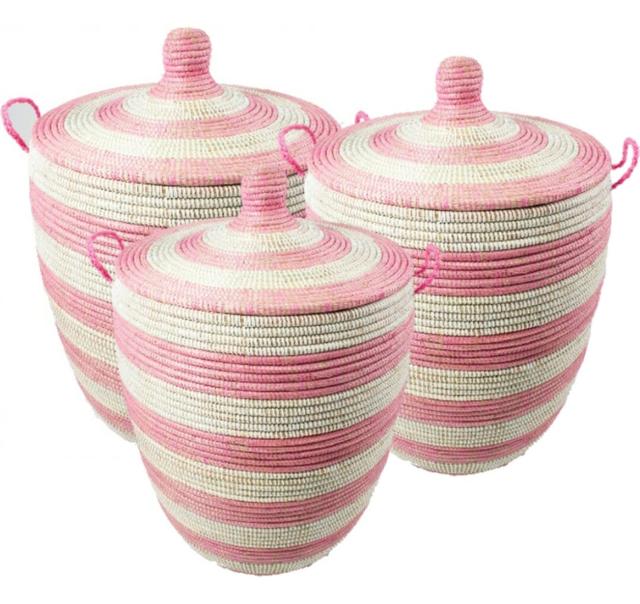 Burkburnett Laundry Bin World Menagerie Colour: Pink Strip, Size: Medium (55 cm x 48 cm x 46 cm on Productcaster.